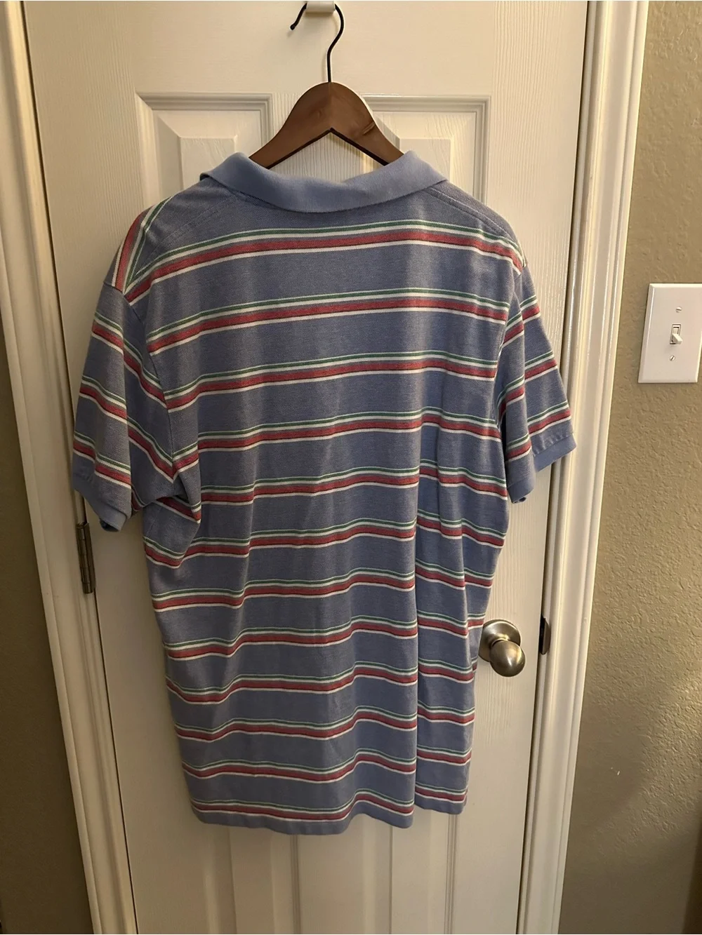 Ralph Lauren Light Blue Polo with Red and Green Stripes
